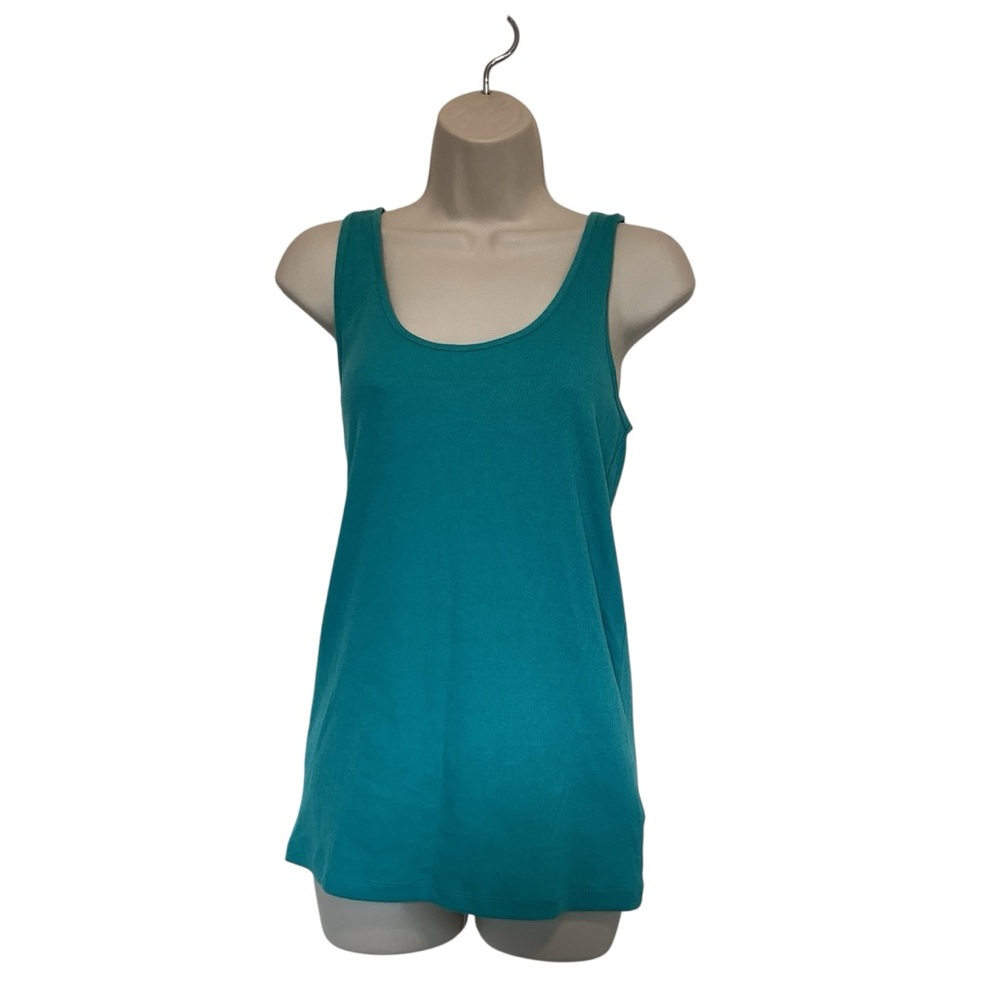 NWT Old Navy Blue Womens Cotton Blend Slim Fit Ribbed Tank Top Size Large - Picture 2 of 7